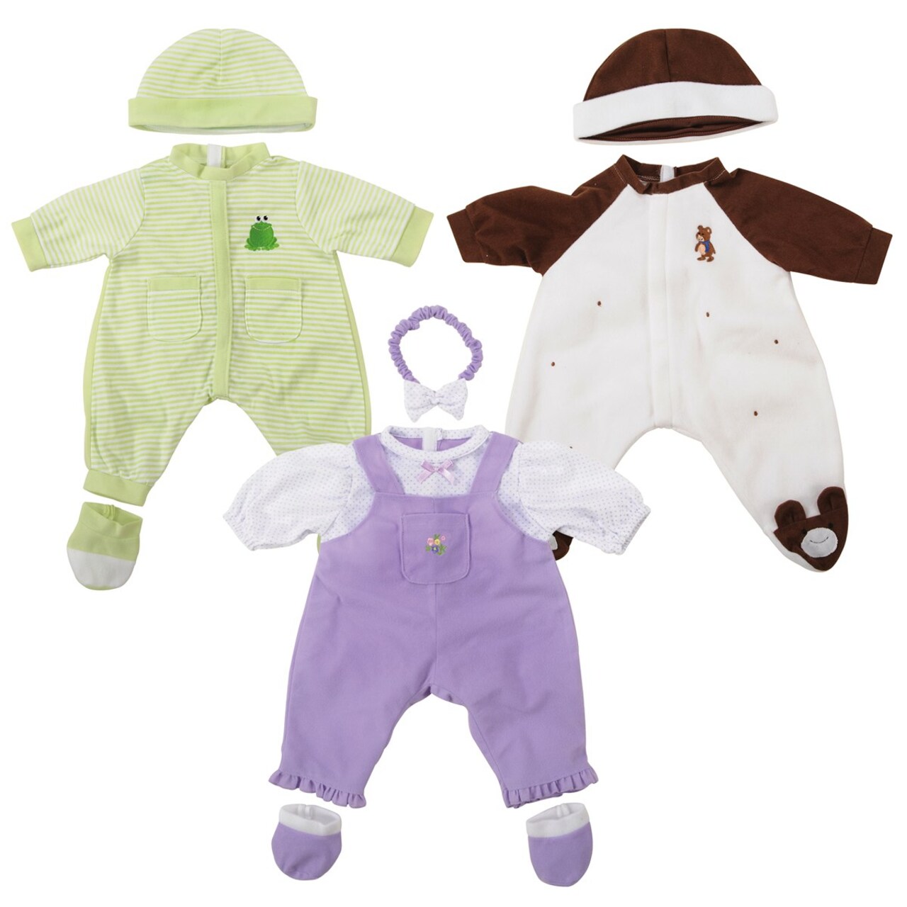 Kaplan Early Learning Company Soft and Loveable 20" Realistic Doll Clothes with Booties - Set of 3